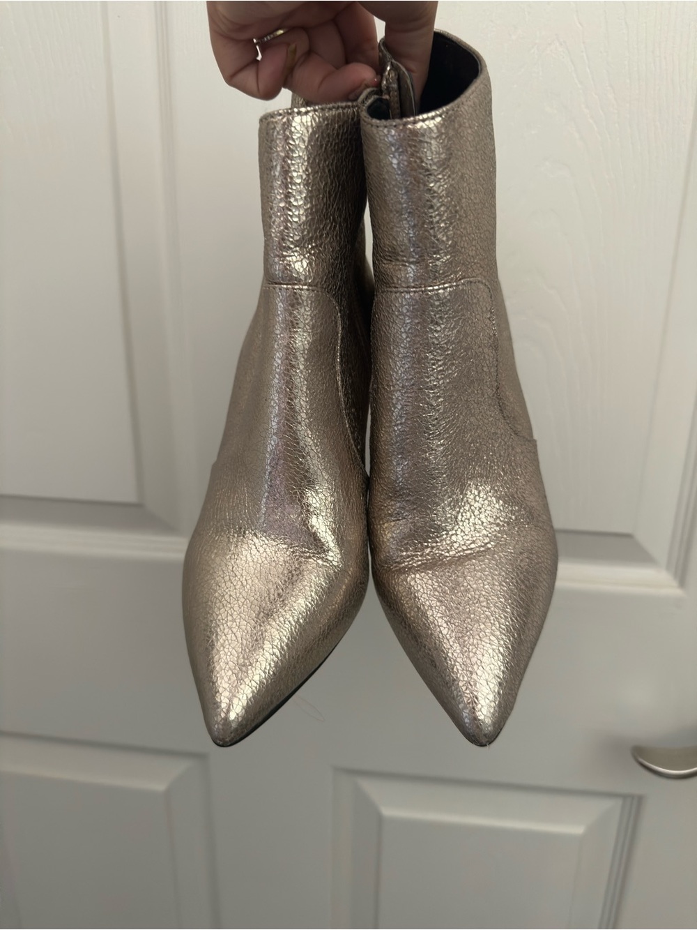 Gianni Bini Metallic Silver Pointed-Toe Ankle Boots